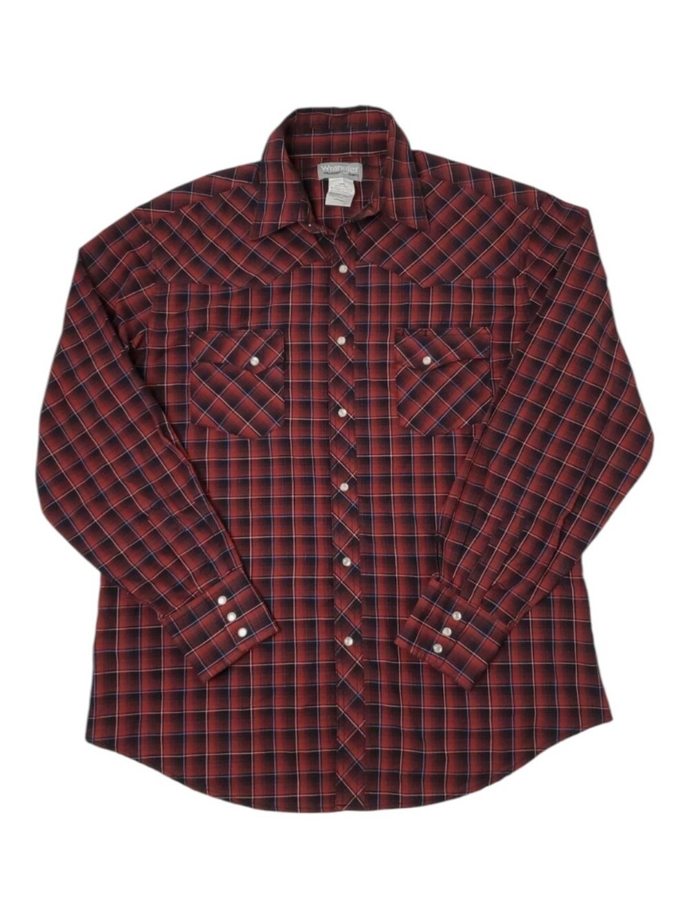 Wrangler Western Shirt Mens Large. Plaid Pearl Snap Rancher Cowboy Rodeo. New